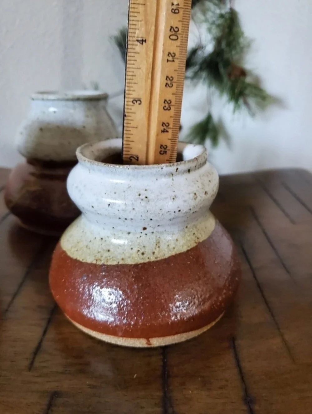 MCM Hand Thrown Pottery Set 3 Mini Vases Rustic Ceramic Candle Holders Jars